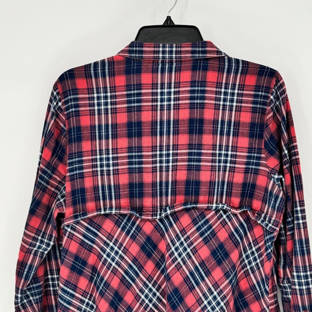 J Jill Denim Women's Red Navy Plaid Button Down Shirt Size Petite Large Cotton - Picture 8 of 12